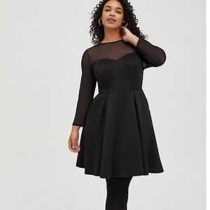 Torrid Plus Size cocktail dress mini Scuba Illusion neck Size 2X